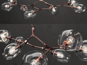 branching bubble 7 lamps clear copper 3D Модель