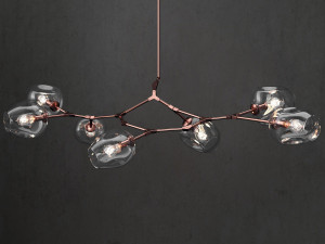branching bubble 7 lamps clear copper 3D Model