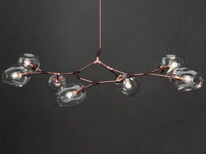 branching bubble 7 lamps clear copper 3D Model