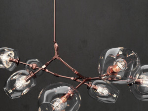 branching bubble 7 lamps clear copper 3D Model