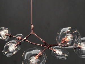 branching bubble 7 lamps clear copper 3D Model