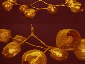 branching bubble 7 lamps clear copper 3D Model