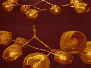 branching bubble 7 lamps clear copper 3D Model