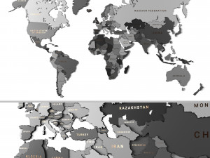 wooden panel - world map gray 3D Модель