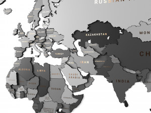 wooden panel - world map gray Modelo 3D
