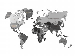 wooden panel - world map gray Modelo 3D