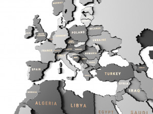 wooden panel - world map gray Modelo 3D