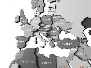 wooden panel - world map gray 3D Model