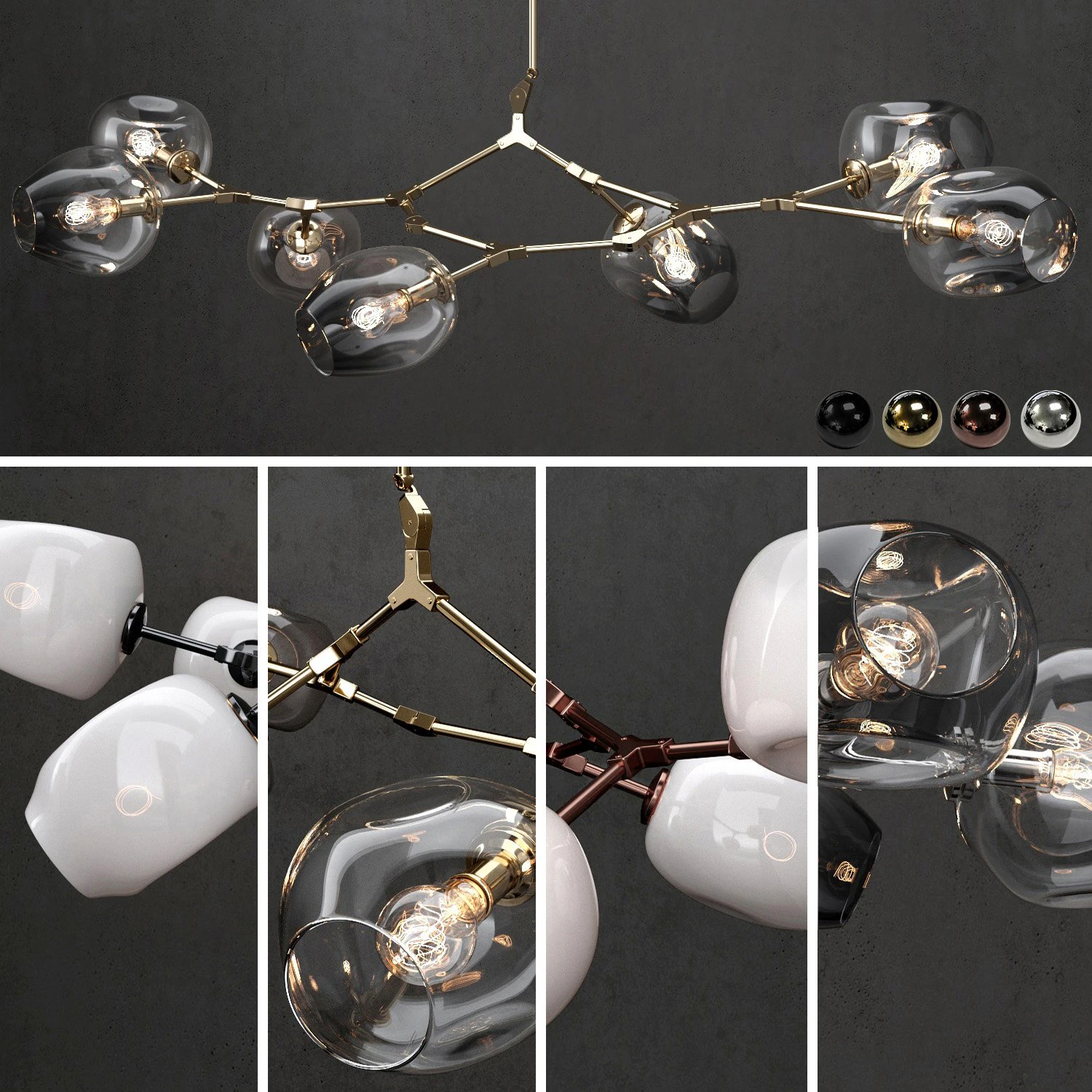 collection branching bubble 7 lamps 3D Model .c4d .max .obj .3ds .fbx .stl .blend