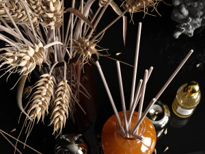 decorative set with dry plants 3D Model