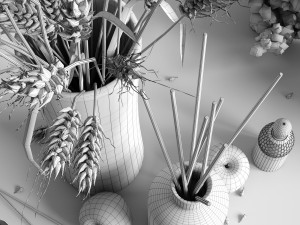 decorative set with dry plants 3Dモデル