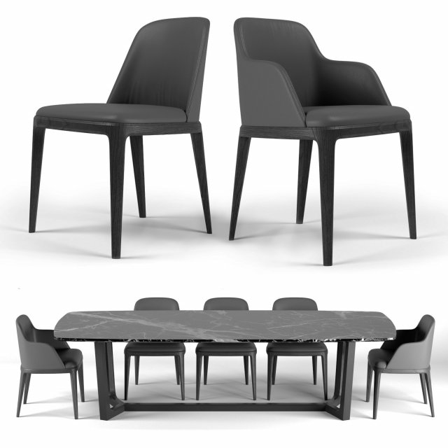 poliform dining set 3D in 3DExport