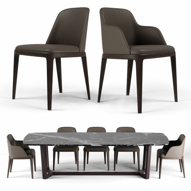 poliform dining set 3D Model .c4d .max .obj .3ds .fbx .stl .blend 