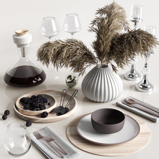 table settings with reed Model 3D .c4d .max .obj .3ds .fbx .stl .blend 