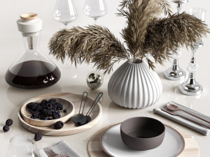 table settings with reed 3D Model