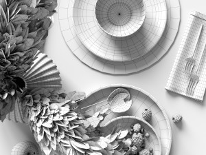 table settings with reed Model 3D