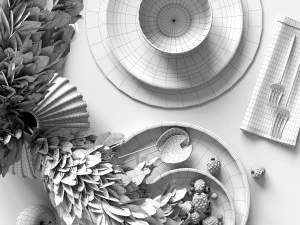 Tischdekorationen mit Schilfrohr 3D Modell