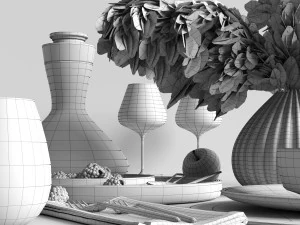 Tischdekorationen mit Schilfrohr 3D Modell