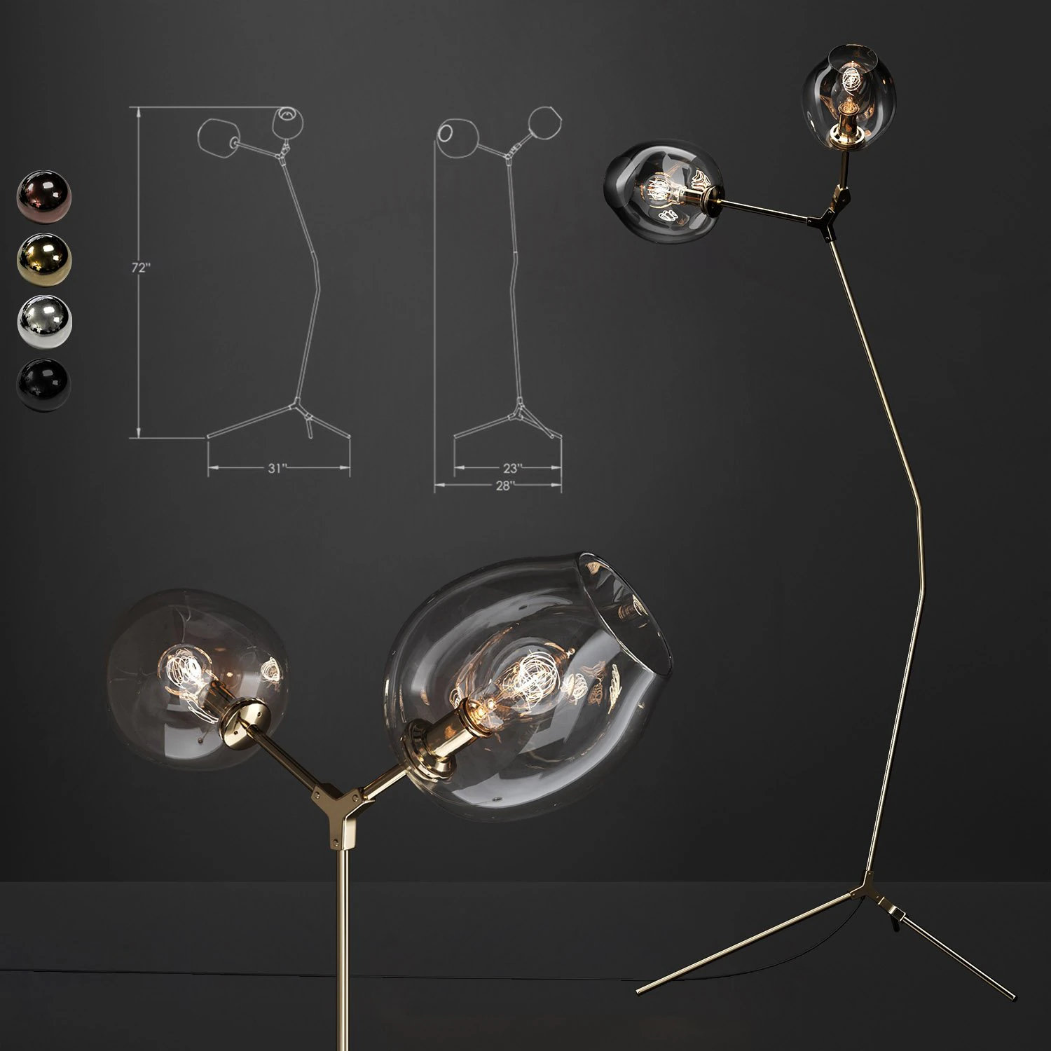 floor lamp branching bubble 3D Model .c4d .max .obj .3ds .fbx .stl .blend 