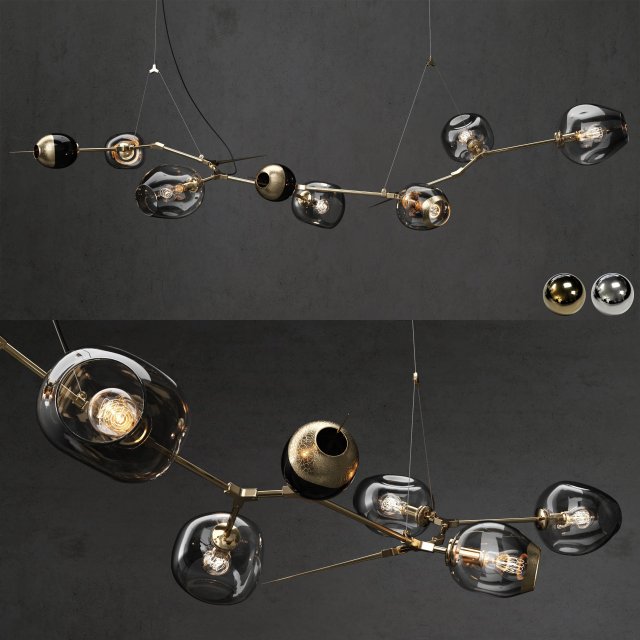 branching burst 6 lamps 3D Model .c4d .max .obj .3ds .fbx .stl .blend 