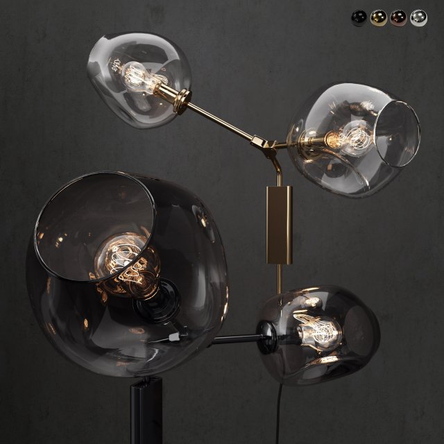 wall light branching bubble 3D Model .c4d .max .obj .3ds .fbx .stl .blend 