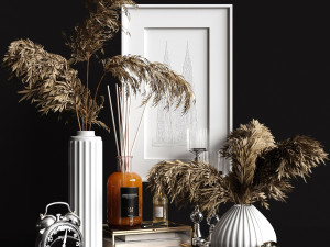decorative set with dry plants 2 Modelo 3D