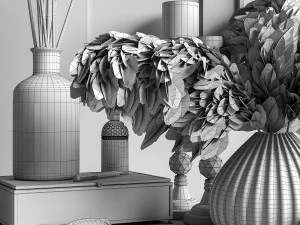 decorative set with dry plants 2 3D Model