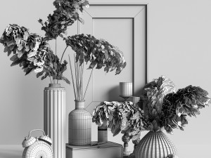 decorative set with dry plants 2 3D Model