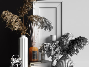 decorative set with dry plants 2 3D Model