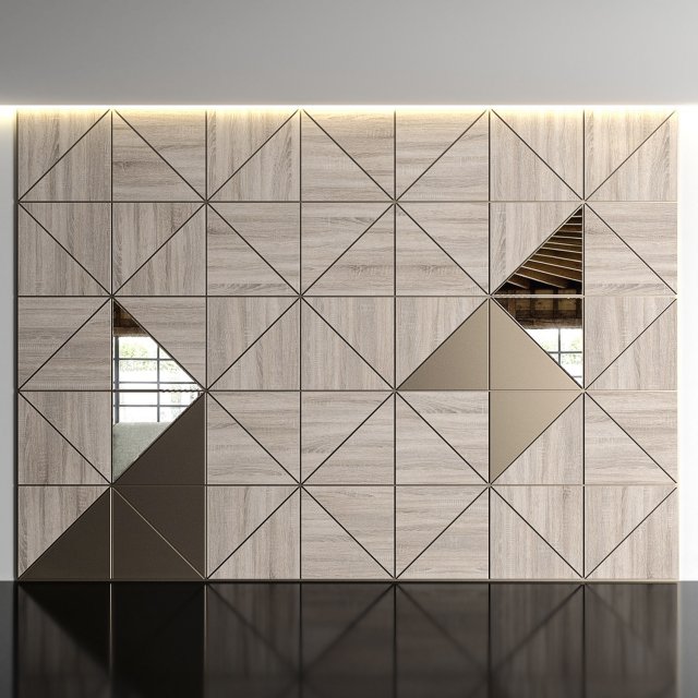 wooden panels with mirrors Model 3D .c4d .max .obj .3ds .fbx .stl .blend 