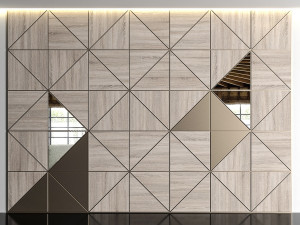 wooden panels with mirrors 3D 모델