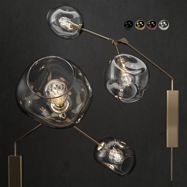 branching bubble wall light Model 3D .c4d .max .obj .3ds .fbx .stl .blend 