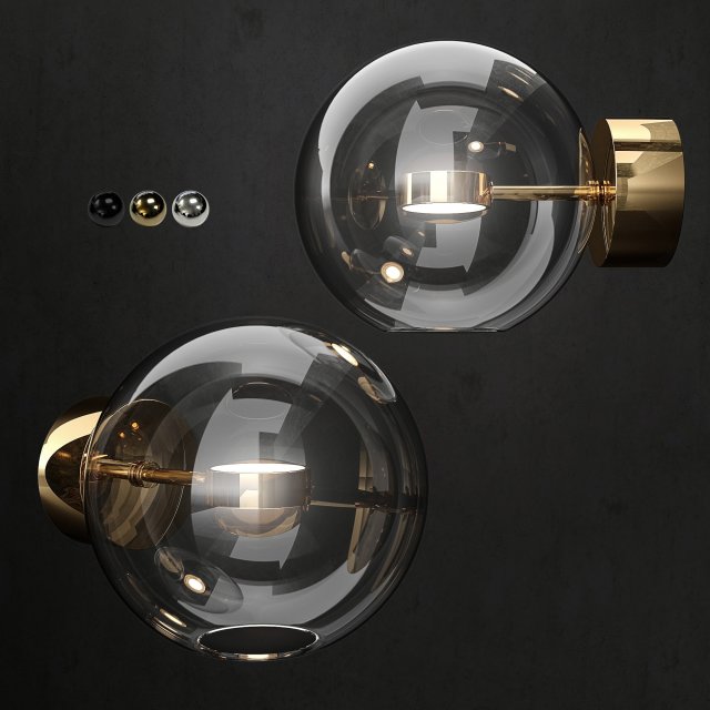 giopato and coombes bolle wall light 1 lamp 3D Модель .c4d .max .obj .3ds .fbx .stl .blend 