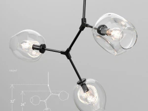 branching bubble 3 lamps 3D Model