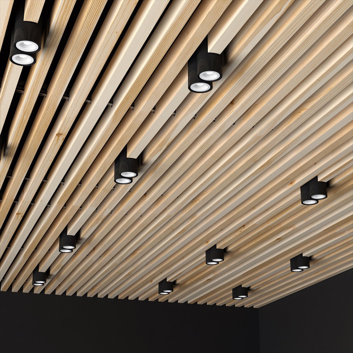 Светильники в кубообразный реечный потолок