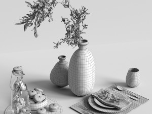 table settings with olive branch 3D मॉडल