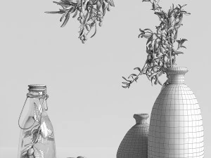 arreglos de mesa con rama de olivo Modelo 3D