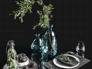 table settings with olive branch 3D-Modell