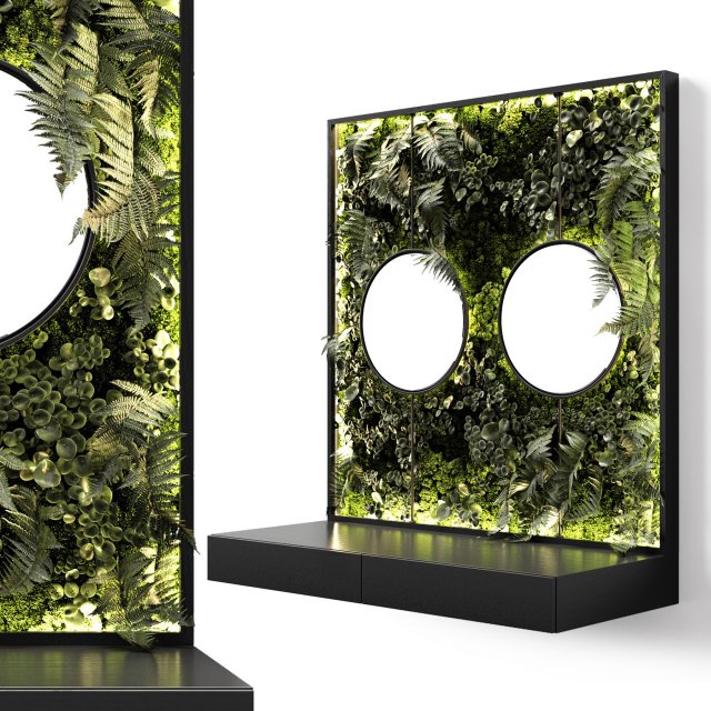 console with mirrors and vertical garden 3D Model .c4d .max .obj .3ds .fbx .stl .blend 