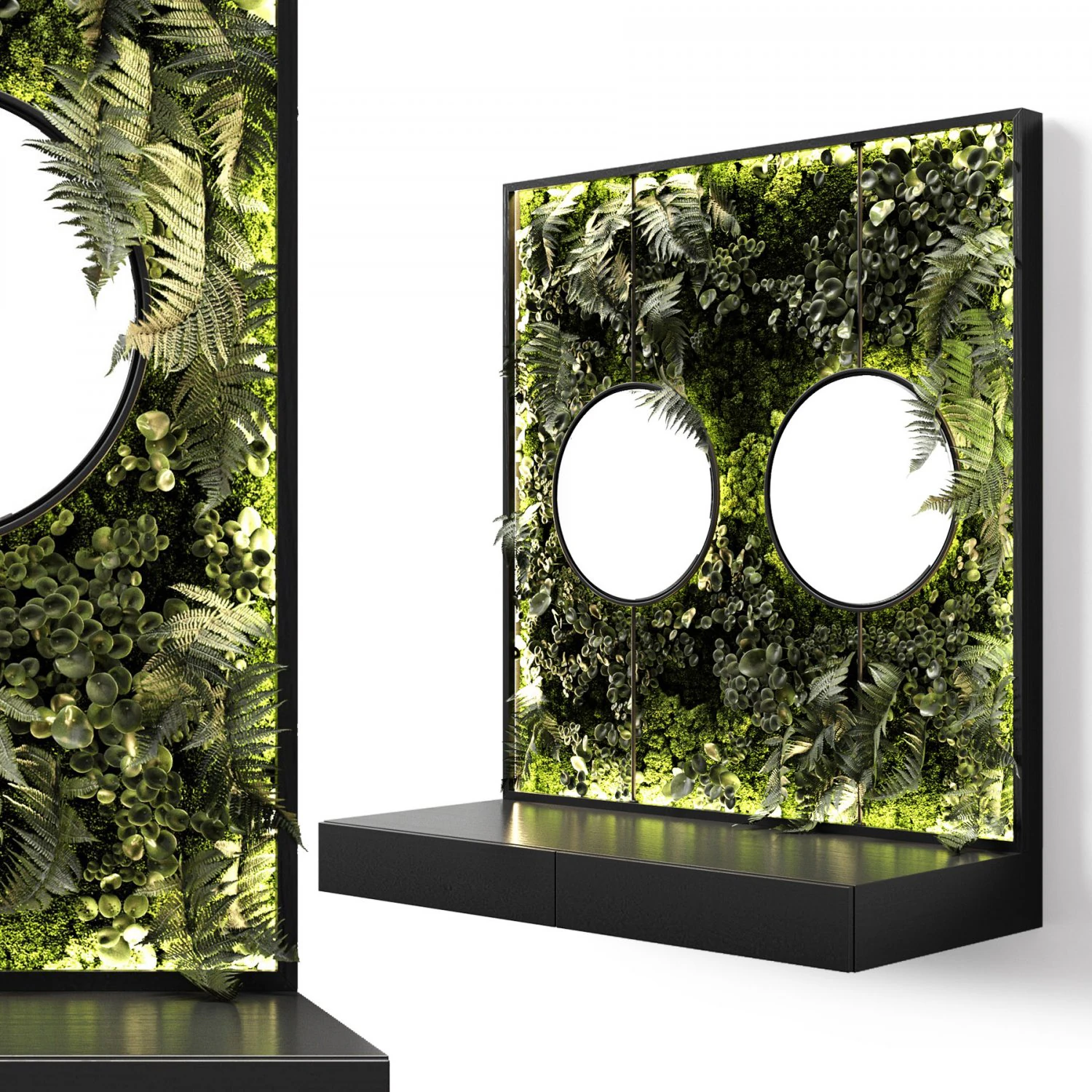 console with mirrors and vertical garden 3D Model .c4d .max .obj .3ds .fbx .stl .blend 