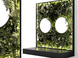 console with mirrors and vertical garden 3D Model