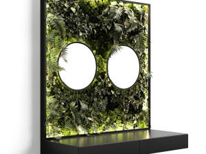 console with mirrors and vertical garden 3D Model