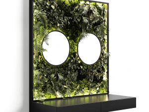 console with mirrors and vertical garden 3D Model