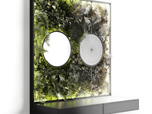 console with mirrors and vertical garden 3D Model