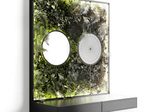 console with mirrors and vertical garden 3D Model