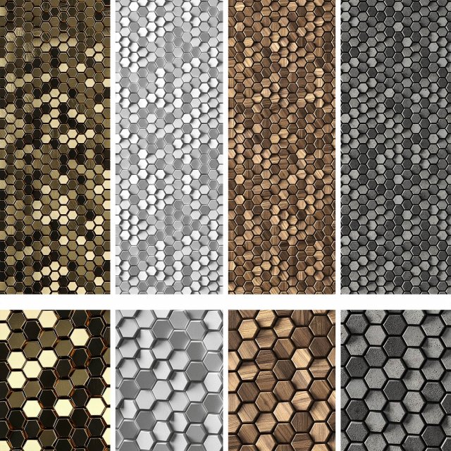 3d panels hexagons 3D 模型 .c4d .max .obj .3ds .fbx .stl .blend 
