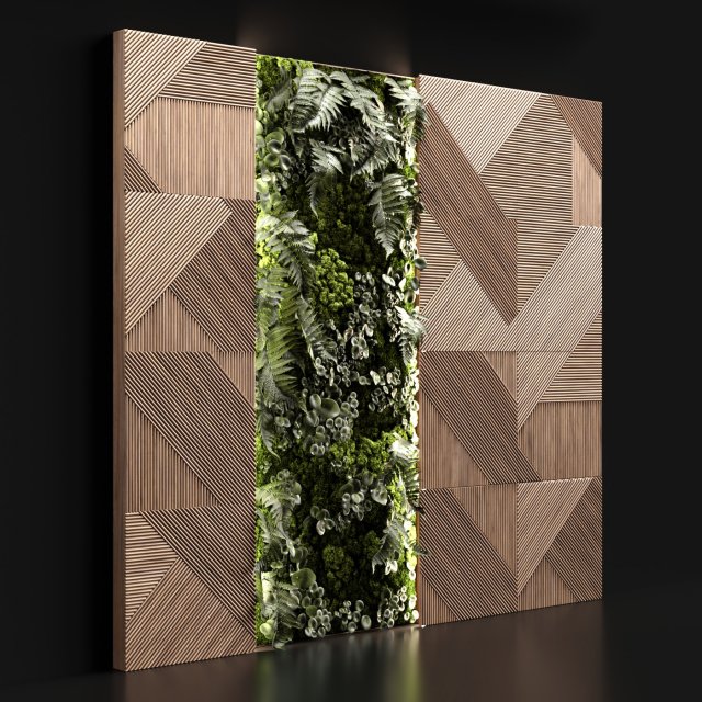 wooden panels and vertical garden 2 Modèle 3D .c4d .max .obj .3ds .fbx .stl .blend 