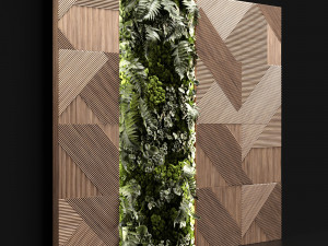 wooden panels and vertical garden 2 3D मॉडल