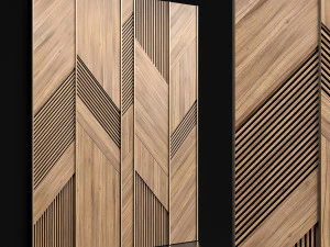 तख्तों के साथ लकड़ी के पैनल 3D मॉडल