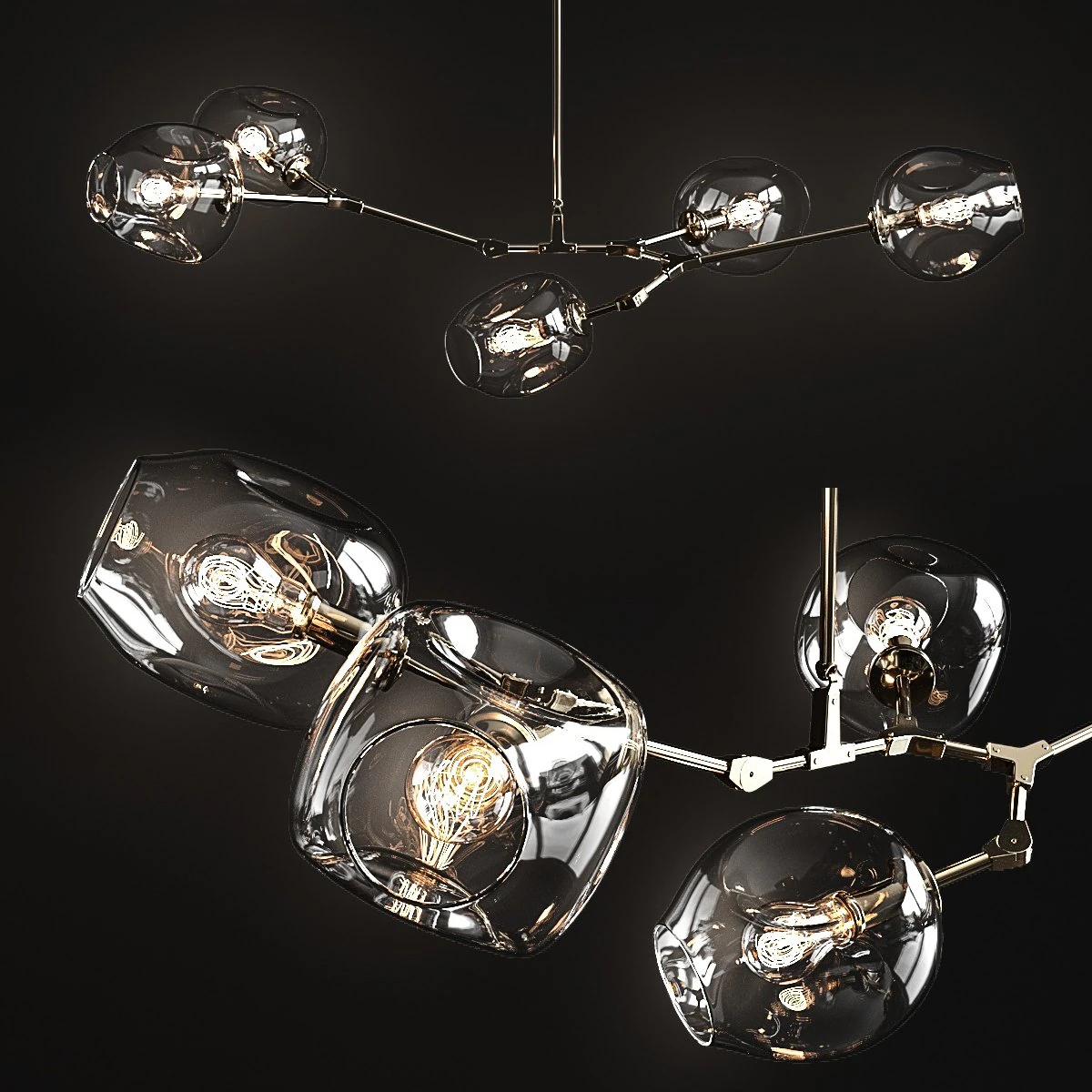 branching bubble 5 lamps 3D Model .c4d .max .obj .3ds .fbx .stl .blend 
